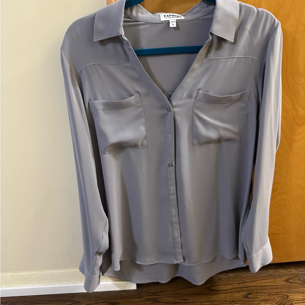 Express Portfino Women's Gray Blouse